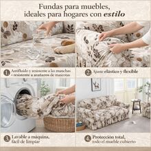 Cubre Sillones para Sala Sofá Cubre Salas 3piezas Fundas para Sillones Elástico Lavable,Decoración del hogar - Capuchino - Ver 3