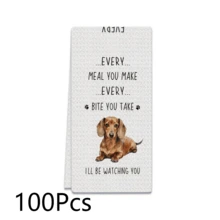 Fun Dog Printed Kitchen Towels, 40*60cm, Featuring Jack Russell Terrier Pattern And Dachshund Pattern. Made Of Soft, Skin-Friendly Fabric That Is Highly Absorbent, Breathable, And Durable Against Fading And Linting. Versatile For Kitchen Wiping, Bathroom Use, And Household Cleaning, Also Perfect As Exclusive Fun Gifts For Pet Lovers. - Multicolor - View 18