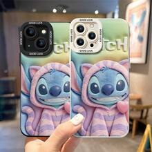 Officially Licensed Disney Lilo & Stitch Phone Case, This Protective Phone Case Features A Sweet Print Of Stitch Dressed In A Cute Pink And Purple Striped Cat, With A Small Pink Heart And The Partial "STITCH" Text Above, Set Against A Soft Gradient Background, Made With Flexible, Durable TPU Material To Protect Against Everyday Scratches, Bumps, And Minor Impacts, With A Raised Camera Frame Printed With "GOOD LUCK" Text For Extra Lens Protection, Slim And Lightweight Construction That Adds Minimal Bulk And Fits Easily In Pockets And Bags, Compatible With IPhone 17, 16, 15, 14, 13, 12, 11 Pro Series And Galaxy S22, S23, S24, S25 Models, Making It A Charming Choice For Stitch Fans And Disney Lovers, Ideal For Birthdays, Holidays, Or Any Special Occasion To Surprise Family And Friends. - 白色 - 查看 4
