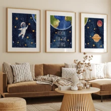 3pcs/Set Outer Space Theme Decorative Painting, Space Printing Decorative Painting, Space Decorative Painting, Framed Or Unformed, Ideal House Warming Gift, College Dorm Apartment Decorator, Gifts For Wall Decoration In Hotel, Home, Living Room, Bedroom, Bathroom And Office. - A - View 5