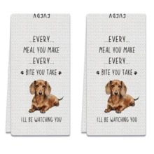 Fun Dog Printed Kitchen Towels, 40*60cm, Featuring Jack Russell Terrier Pattern And Dachshund Pattern. Made Of Soft, Skin-Friendly Fabric That Is Highly Absorbent, Breathable, And Durable Against Fading And Linting. Versatile For Kitchen Wiping, Bathroom Use, And Household Cleaning, Also Perfect As Exclusive Fun Gifts For Pet Lovers. - Multicolor - View 14