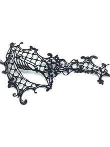Double Ribbon Lace Mask With Gold Thread, 6-Petal Stereoscopic Mask, Venetian Masquerade Ball Lace Mask, Sexy Lace Mask For Costume Party, Carnival, Masquerade - Gold - View 22
