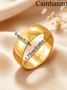 Camhanno 1枚18K镀金弧形简约时尚戒指，适合婚礼、订婚礼物。 - 金色 - 查看 5