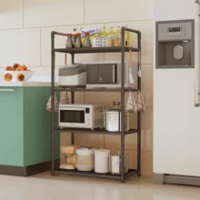 Multi-Layer, Multifunctional Simple Storage Rack, Suitable For Kitchen/Bathroom/Living Room/Entrance Door Storage Rack, For Microwave/Kitchen Appliances/Pots, Dishes, And Bathroom Supplies Storage. - Multicolor - View 14