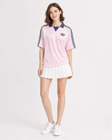 Áo thun ngắn tay dáng rộng kẻ sọc logo adidas Originals dành cho nam, màu hồng. - Hồng - Xem 6