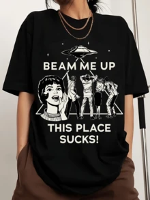 This Is The Worst Printed Men's Crew Neck Sports T-Shirt From Beam Me Up. - Black - View 1