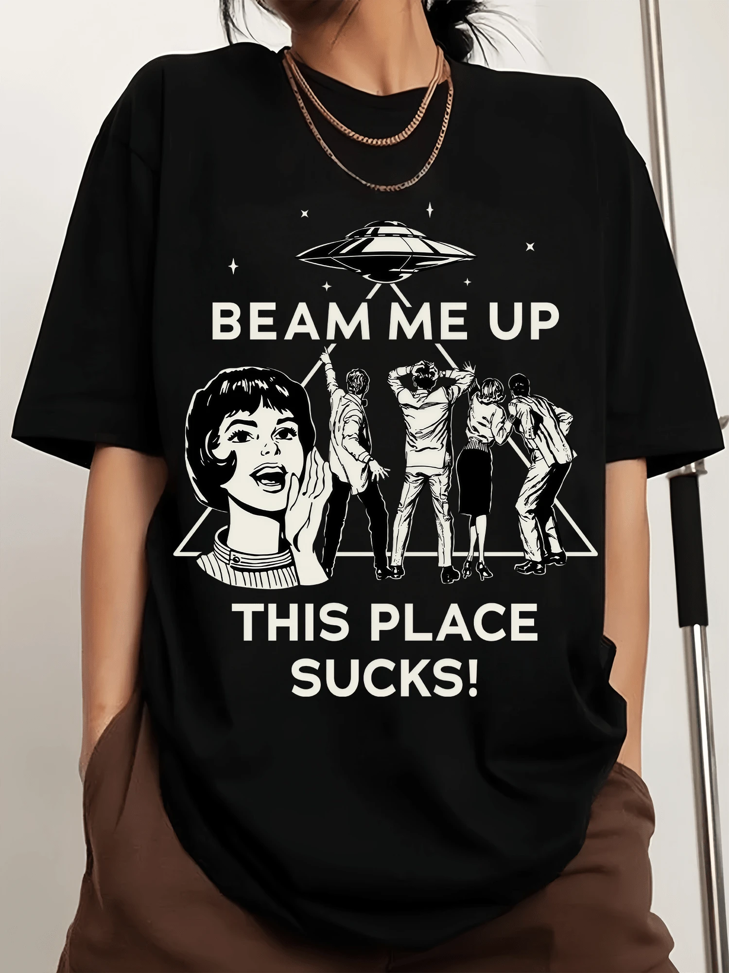 This Is The Worst Printed Men's Crew Neck Sports T-Shirt From Beam Me Up. - Black - View 1
