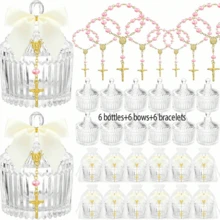 6 bộ bát đựng kẹo pha lê 24 chiếc dành cho khách dự lễ rửa tội, bao gồm 6 chuỗi hạt Mân Côi hình thánh giá và hoa hồng, thích hợp trang trí lễ rửa tội, đám cưới, tiệc mừng em bé chào đời, lễ rước lễ lần đầu (màu trắng) - Nhiều màu - Xem 17
