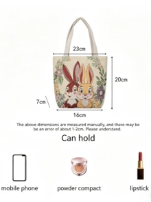1pc Handheld Pouch, Double-Sided Embroidered Phone Bag, Convenient Handbag For Work & Outings - Rabbit Pattern Tote Bag - View 6