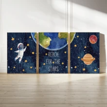 3pcs/Set Outer Space Theme Decorative Painting, Space Printing Decorative Painting, Space Decorative Painting, Framed Or Unformed, Ideal House Warming Gift, College Dorm Apartment Decorator, Gifts For Wall Decoration In Hotel, Home, Living Room, Bedroom, Bathroom And Office. - A - View 1