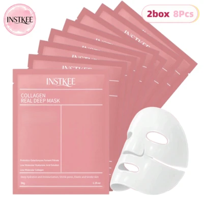 Mascarilla facial profunda de colágeno (8 unidades), incluye mascarilla hidratante, colágeno y ácido hialurónico, sin alcohol, apta para todo tipo de piel beige claro, unisex para adultos, cuidado beige claro, almacén local.