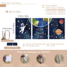 3pcs/Set Outer Space Theme Decorative Painting, Space Printing Decorative Painting, Space Decorative Painting, Framed Or Unformed, Ideal House Warming Gift, College Dorm Apartment Decorator, Gifts For Wall Decoration In Hotel, Home, Living Room, Bedroom, Bathroom And Office. - A - View 13