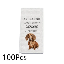 Fun Dog Printed Kitchen Towels, 40*60cm, Featuring Jack Russell Terrier Pattern And Dachshund Pattern. Made Of Soft, Skin-Friendly Fabric That Is Highly Absorbent, Breathable, And Durable Against Fading And Linting. Versatile For Kitchen Wiping, Bathroom Use, And Household Cleaning, Also Perfect As Exclusive Fun Gifts For Pet Lovers. - Multicolor - View 20
