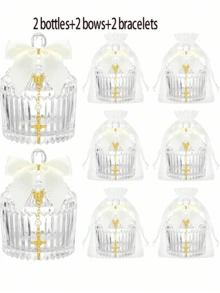 6 bộ bát đựng kẹo pha lê 24 chiếc dành cho khách dự lễ rửa tội, bao gồm 6 chuỗi hạt Mân Côi hình thánh giá và hoa hồng, thích hợp trang trí lễ rửa tội, đám cưới, tiệc mừng em bé chào đời, lễ rước lễ lần đầu (màu trắng) - Nhiều màu - Xem 21