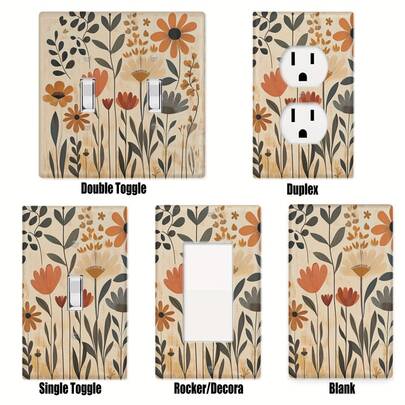 Modern Bohemian Abstract Floral Picture Decorative Wall Plate, Single Toggle Switch Plate Suitable For Switch And Duplex Outlet, Blank Wall Plate For Kitchen, Office, Bedroom, Living Room, Dining Room, Bathroom, Fashionable Home Decor