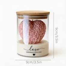 Bougie en verre en forme de rose en forme de cœur pour la Saint-Valentin, bougie décorative d'ambiance haut de gamme, bougie parfumée pour la maison - Cœur blanc - Voir 7