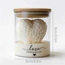 Bougie en verre en forme de rose en forme de cœur pour la Saint-Valentin, bougie décorative d'ambiance haut de gamme, bougie parfumée pour la maison - Cœur blanc - Voir 8