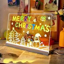 Message Board Light Up Acrylic Drawing Pad With 7 Colour Pens Stand - A - View 4