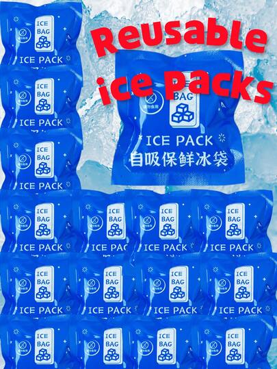 50/100pcs Reusable Ice Packs, Thin Freezer Bags Designed For Delivery, Suitable For Sports Cooling, Beverage Chilling, Non-Food Contact Use, Highly Absorbent, Applicable For Cooling, Storage And Temperature Reduction, Suitable For Camping, Small Picnics And Coolers, Lunch Boxes And Refrigerators, Beach Supplies, Coolers
