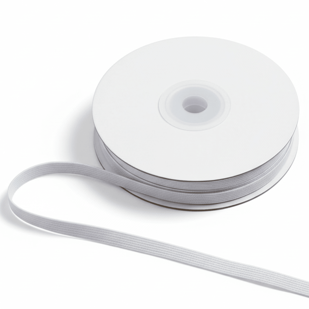 Banda elástica plana empaquetada en carrete para costura, banda profesional de alta elasticidad de 1/4" y 1/2" con 2.5X de expansión, rollo de elástico duradero y lavable a máquina para manualidades y confección de prendas - 10 metros