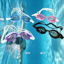 Comfortable High-Quality PC Lens With Double Sealing Ring Elastic Silicone Frame Waterproof Swimming Goggles For Men And Women - 黑色 - 查看 2