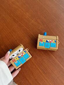 1pc Cute Cartoon Brown Treasure Chest Silicone Asymmetrical Bluetooth Earphone Protective Case, Suitable For AirPods 1/2/3/4/Pro/Pro2 - Multicolor - View 6