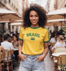 Women's Embroidered Brazil Shirt – Regular Fit, Casual Look, No River - 黃色 - 查看 1