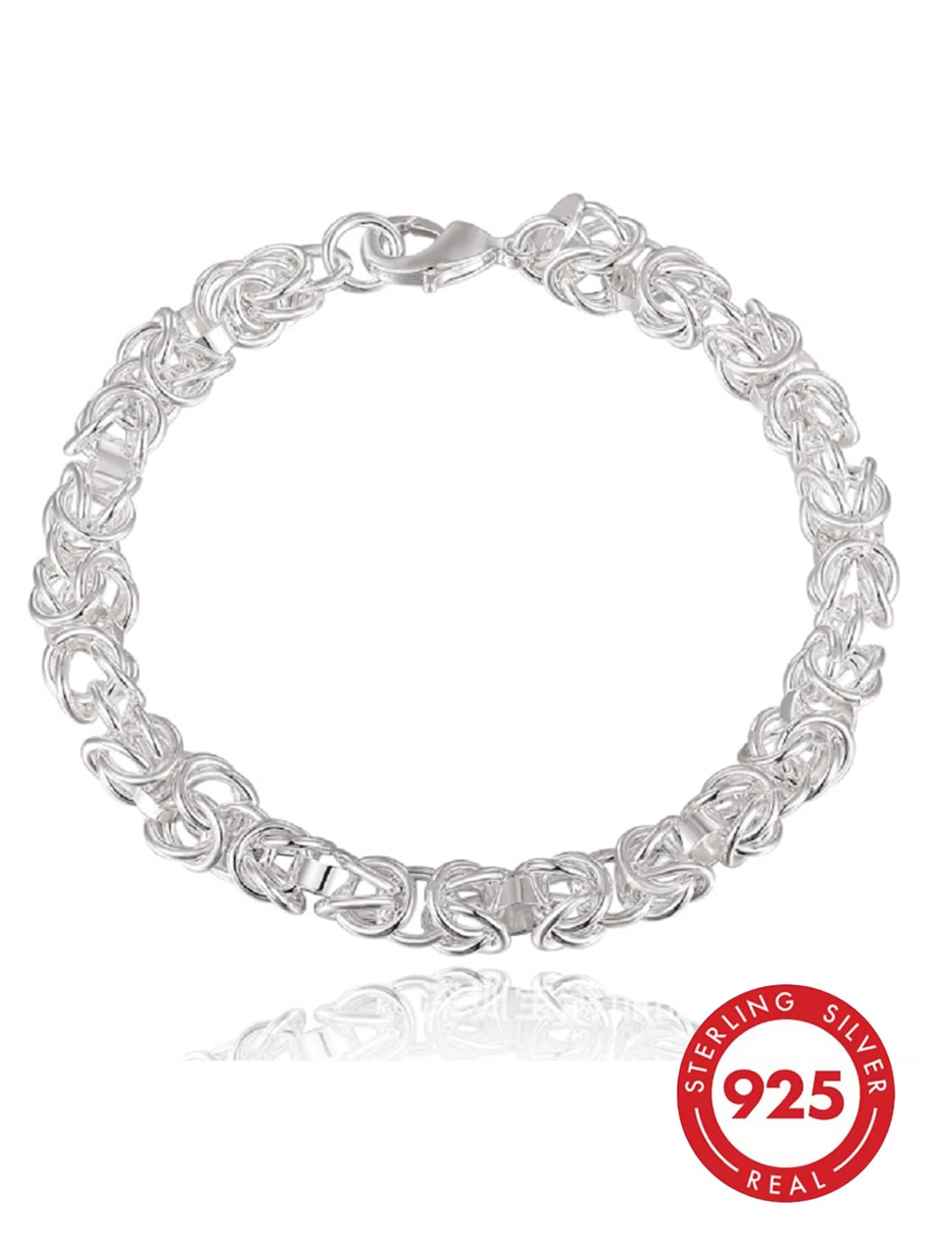 Pulsera trenzada de plata de ley 925, adecuada para uso diario y como regalo - Blanco - Ver 1