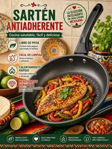 Sartén Plana Antiadherente Verde para Cocina,Sartén Multiuso sin Tapa para Mariscos, Huevos y Panqueques,Cacerola Ligera de Calentamiento Uniforme para Uso Diario en el Hogar - 24CM Verde - Ver 2