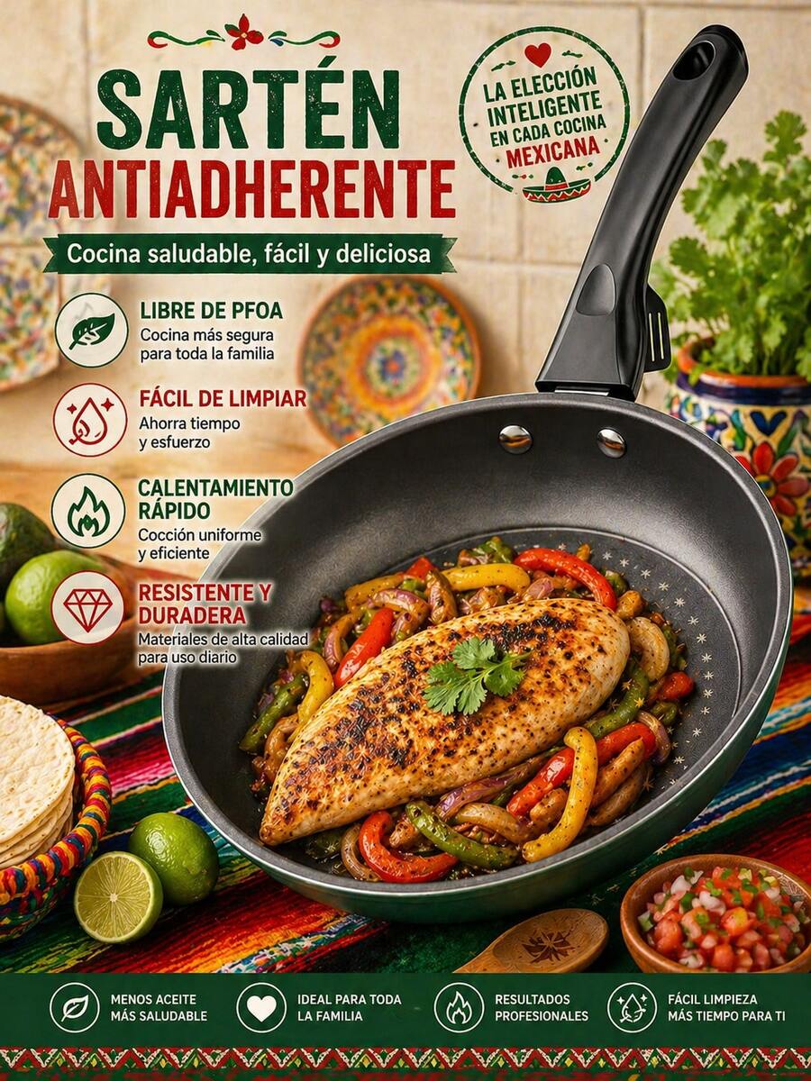 Sartén Plana Antiadherente Verde para Cocina,Sartén Multiuso sin Tapa para Mariscos, Huevos y Panqueques,Cacerola Ligera de Calentamiento Uniforme para Uso Diario en el Hogar