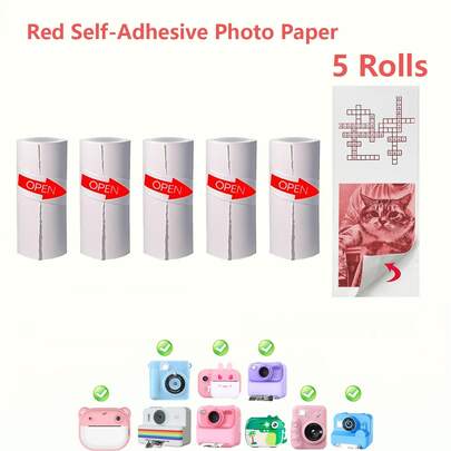 [Thermal Paper Set] Mini Printer Camera Thermal Paper Set 57mm Wide White Thermal Paper For Pocket Thermal Printers, Suitable For Photo Labels, Memo Notes, Study Notes, Pictures, Diaries, Christmas, Halloween, And Thanksgiving Gifts