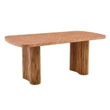 Mesa de comedor color nogal con base arqueada – 180*90 cm, multifuncional para comedor y zona de recepción, diseño moderno y elegante. - Color natural - Ver 6