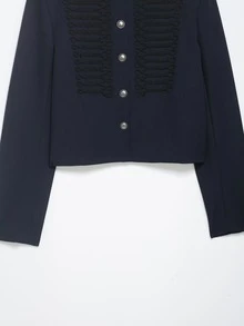 Chaqueta corta de mujer Mellowy con decoración de botones y abotonadura sencilla - Azul Marino - Ver 10