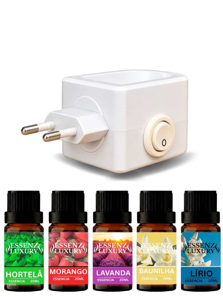 Kit Of 10/5 Water-Soluble Essences + 1 Bivolt Electric Diffuser With Plug-In, PBT, On/Off Button - White Electric Diffuser (PBT) - View 1