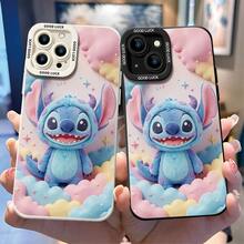 Officially Licensed Disney Lilo & Stitch Phone Case, This Protective Phone Case Features A Playful Print Of Stitch With Cute Horns, Standing Among Fluffy Pastel Clouds And Twinkling Stars, Made With Flexible, Durable TPU Material To Protect Against Everyday Scratches, Bumps, And Minor Impacts, With A Raised Camera Frame Printed With "GOOD LUCK" Text For Extra Lens Protection, Slim And Lightweight Construction That Adds Minimal Bulk And Fits Easily In Pockets And Bags, Compatible With IPhone 17, 16, 15, 14, 13, 12, 11 Pro Series And Galaxy S22, S23, S24, S25 Models, Making It A Charming Choice For Stitch Fans And Disney Lovers, Ideal For Birthdays, Holidays, Or Any Special Occasion To Surprise Family And Friends. - trắng - Xem 3