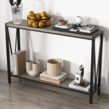 2-Tier Narrow Design For Entryway, Living Room, Console Table , - Grey - View 2