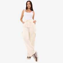 Women's Cargo Pants With Pockets Winter Drawstring Sweatpants - White - View 6