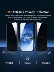 [International Version Non Local Version] 3 Pieces Of Anti Peeping Glass Tempered Film, Waterproof, Privacy Protection, Compatible With IPhone 17 Air 16 ProMax 16 Pro 15 ProMax/15 14 ProMax 14 Pro 12,Phone Cases Compatible With IPhone, Compatible With IPhone Cell Phones , Compatible With IPhone Portable Cell Phone Battery, Cell Phone Accessories Compatible With IPhone, - Multicolor - View 3