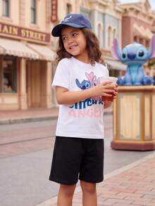 Disney Camiseta de manga corta con estampado "Stitch" para niña, para vacaciones, tallas 4-10 - Blanco - Ver 5