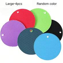 2/4pcs Upgraded Round Honeycomb Silicone Heat Insulation Pad, High Temperature Resistant Non-Slip Easy To Clean Scratch-Resistant Mat, Suitable For Kitchen Pot Holder, Office Desk Coaster, Home Dining Table, Library Bookshelf Decor - Multicolor - View 16