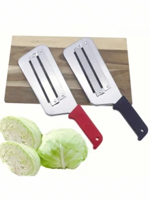 1件双刃蔬菜刀、切片器、卷心菜切丝器、烹饪用具、家居用品、削皮器、厨房小工具、水果蔬菜切割器、厨房、家居用品、厨房配件。 - 彩色 - 查看 5