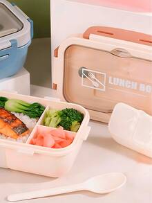 Lonchera Hermética Con Compartimentos Y Cubiertos Lunch Box - Azul - Ver 3