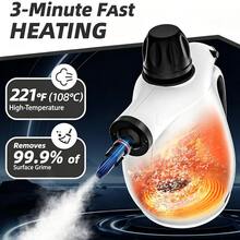 1050W Handheld Steam Cleaner | 12 Brush Heads, Quick Heating, Chemical-Free, Lightweight And Portable, Large-Capacity Water Tank, Metal And Plastic Construction, Plug, Suitable For Home, Car, Floors, And Furniture - White Machine + 12 Accessories - View 7