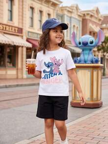 Disney Camiseta de manga corta con estampado "Stitch" para niña, para vacaciones, tallas 4-10 - Blanco - Ver 4