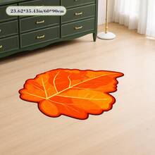 1pc Leaf Pattern Plush Thickened Carpet, Warm Fuzzy Rug For Autumn/Winter, Decorative Floor Mat For Bedroom, Living Room, Home Decor, Washable - Multicolor 2 - View 3