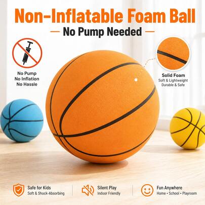 Baloncesto silencioso, baloncesto de espuma, balón de entrenamiento silencioso para interiores, balón de espuma silencioso para entrenamiento en interiores, adecuado para diversas actividades en interiores, regalos de Acción de Gracias, Navidad y Halloween