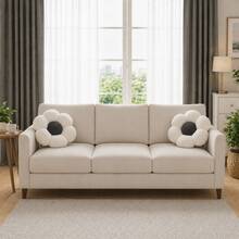 2 Pieces Daisy- Ultrashaped-Soft Plush Seat/Mat - 45x45 Cm - Made In Türkiye - White - View 4