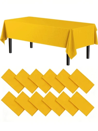 1/3/6/12 chiếc khăn trải bàn nhựa dùng một lần màu vàng mù tạt trơn - 54 inch x 108 inch - Thích hợp cho các bữa tiệc và dã ngoại, phù hợp cho đám cưới, Giáng sinh, Lễ Tạ ơn, Halloween.