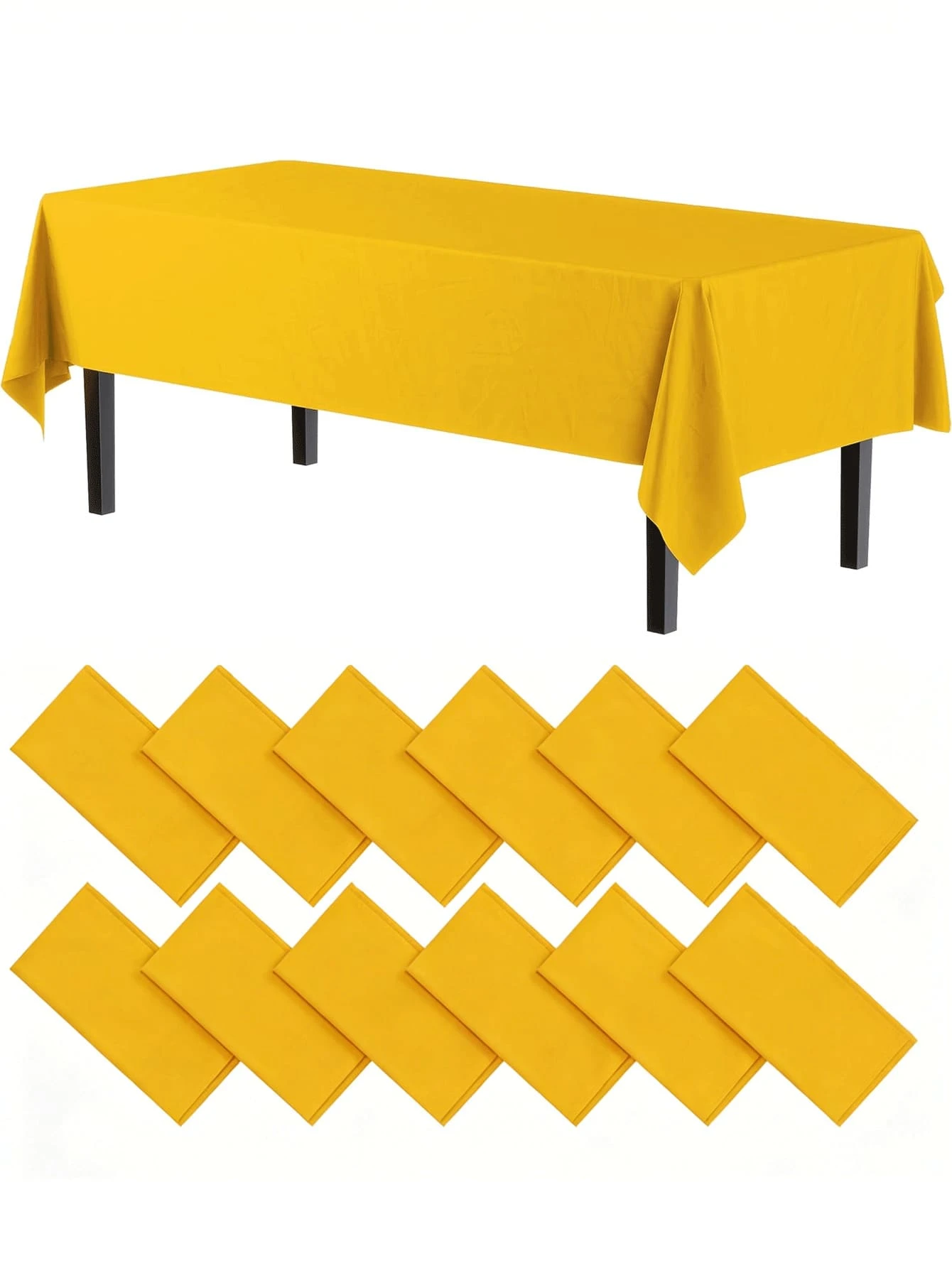 1/3/6/12pcs Mustard Yellow Solid Color Disposable Plastic Tablecloths - 54 Inches X 108 Inches - Suitable For Parties And Picnics, Fit For Weddings, Christmas, Thanksgiving, Halloween