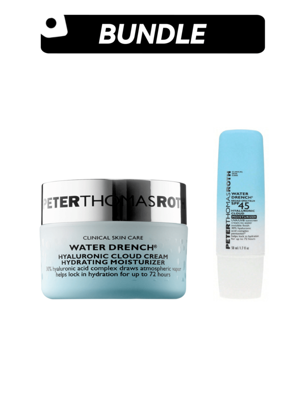 Peter Thomas Roth [Moisturizers Bundle]Water Drench Broad Spectrum Hyaluronic Cloud Moisturizer SPF 45+Water Drench Hyaluronic Cloud Cream Hydrating Moisturizer 1.7oz/50ml+0.67oz/20ml